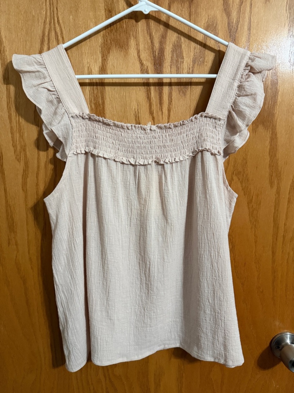 Hem & Thread Cream Ruffle Smocked Tank Top - Picture 5 of 6